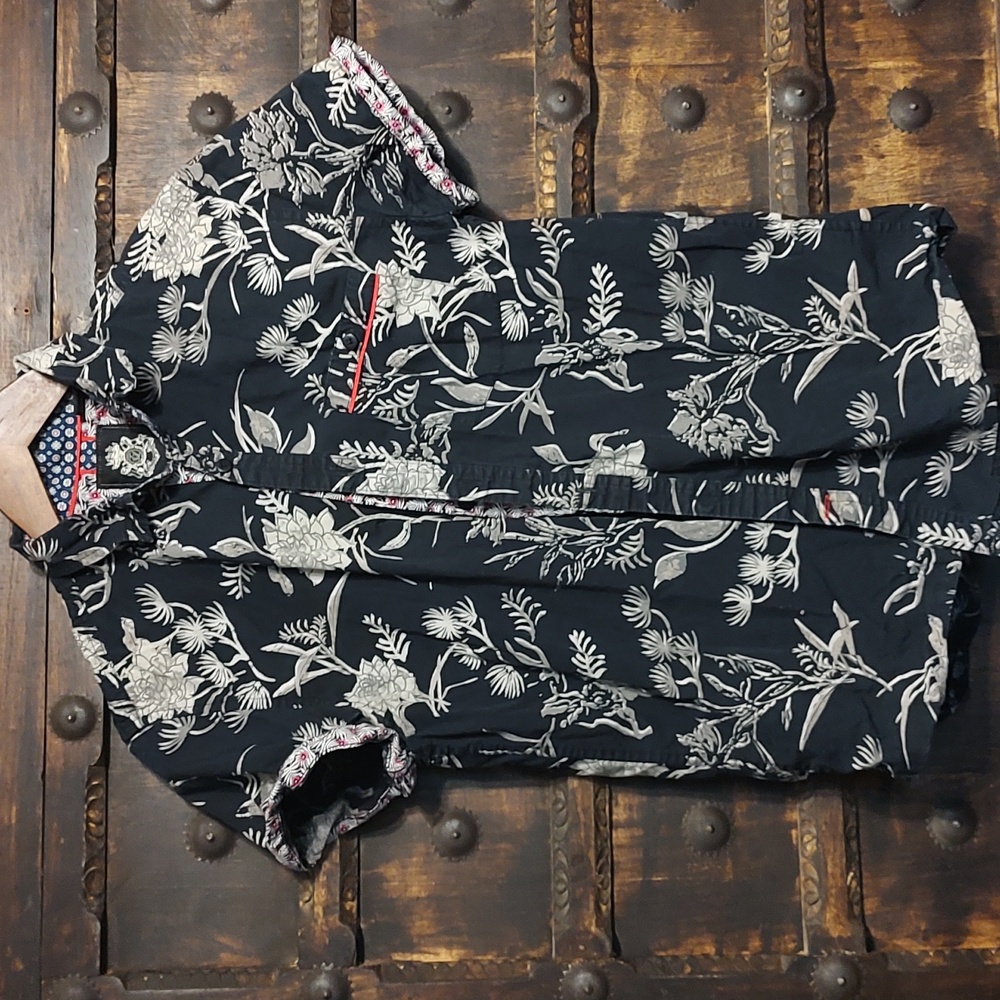 English Laundry Unisex Men Women Cotton Floral Button Up Shirt